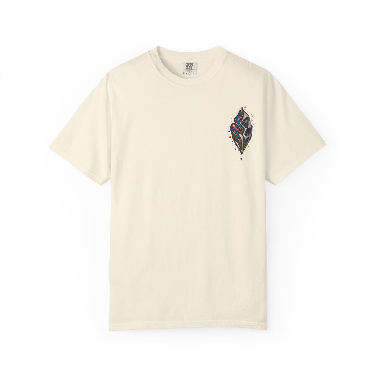 Front of the Ivory Spectrum Within tee with a small abstract emblem on the left chest.